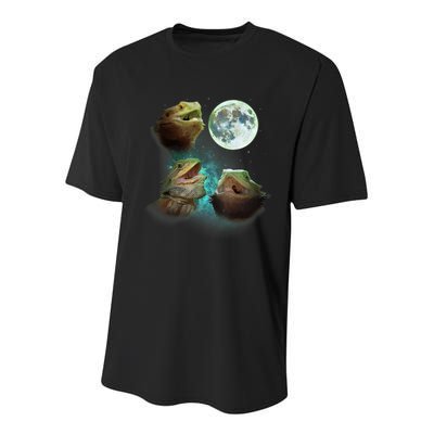 Three Bearded Dragons Howl At Moon 3 Wolfs Wolves Parody Youth Performance Sprint T-Shirt
