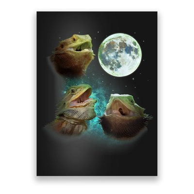 Three Bearded Dragons Howl At Moon 3 Wolfs Wolves Parody Poster