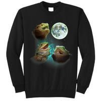Three Bearded Dragons Howl At Moon 3 Wolfs Wolves Parody Tall Sweatshirt