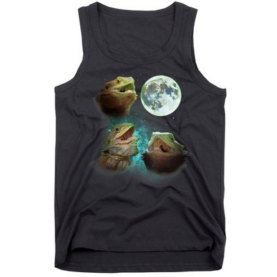 Three Bearded Dragons Howl At Moon 3 Wolfs Wolves Parody Tank Top