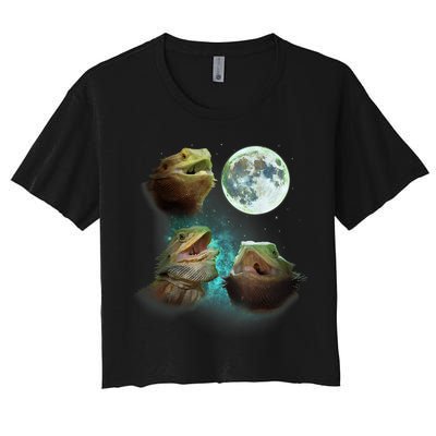 Three Bearded Dragons Howl At Moon 3 Wolfs Wolves Parody Crop Top