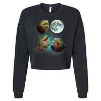 Three Bearded Dragons Howl At Moon 3 Wolfs Wolves Parody Cropped Pullover Crew