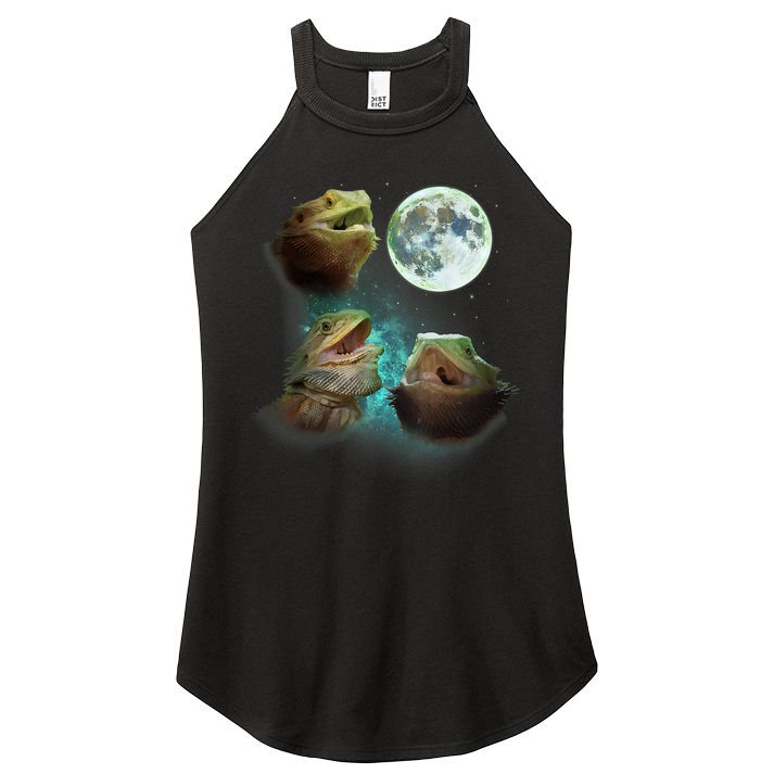 Three Bearded Dragons Howl At Moon 3 Wolfs Wolves Parody Women's Perfect Tri Rocker Tank