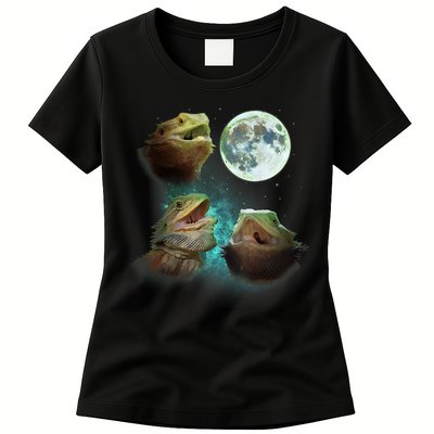Three Bearded Dragons Howl At Moon 3 Wolfs Wolves Parody Womens T-Shirt