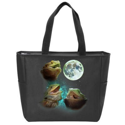 Three Bearded Dragons Howl At Moon 3 Wolfs Wolves Parody Zip Tote Bag