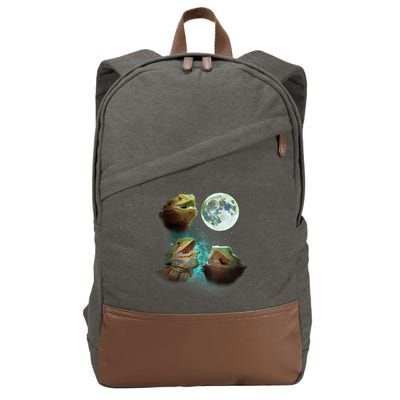 Three Bearded Dragons Howl At Moon 3 Wolfs Wolves Parody Cotton Canvas Backpack