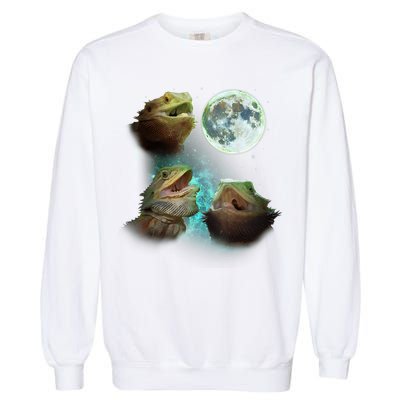 Three Bearded Dragons Howl At Moon 3 Wolfs Wolves Parody Garment-Dyed Sweatshirt