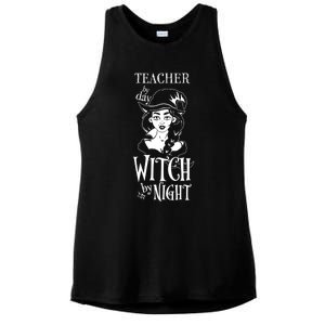 Teacher By Day Witch By Night Gift Ladies PosiCharge Tri-Blend Wicking Tank