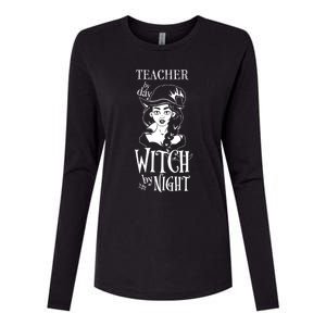 Teacher By Day Witch By Night Gift Womens Cotton Relaxed Long Sleeve T-Shirt