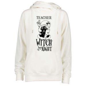 Teacher By Day Witch By Night Gift Womens Funnel Neck Pullover Hood