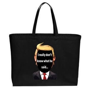 Trump Biden Debate 2024 I Really Dont Know What He Said Cotton Canvas Jumbo Tote