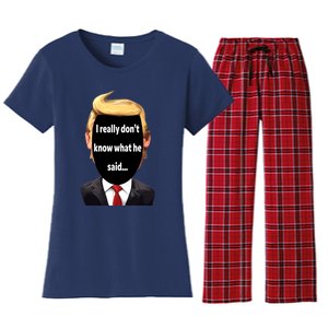 Trump Biden Debate 2024 I Really Dont Know What He Said Women's Flannel Pajama Set