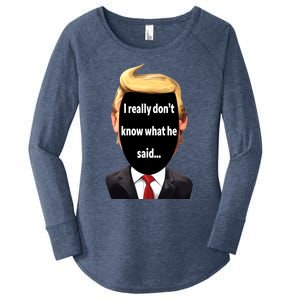 Trump Biden Debate 2024 I Really Dont Know What He Said Women's Perfect Tri Tunic Long Sleeve Shirt