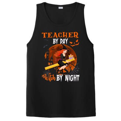 Teacher By Day Witch By Night Witch Teacher School Halloween Gift PosiCharge Competitor Tank