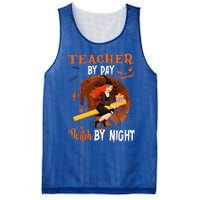 Teacher By Day Witch By Night Witch Teacher School Halloween Gift Mesh Reversible Basketball Jersey Tank