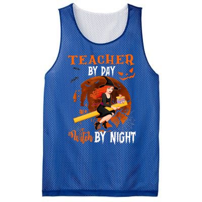 Teacher By Day Witch By Night Witch Teacher School Halloween Gift Mesh Reversible Basketball Jersey Tank