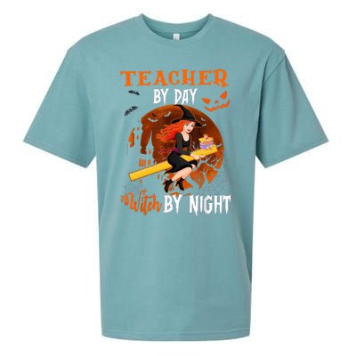 Teacher By Day Witch By Night Witch Teacher School Halloween Gift Sueded Cloud Jersey T-Shirt