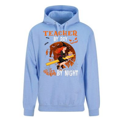 Teacher By Day Witch By Night Witch Teacher School Halloween Gift Unisex Surf Hoodie