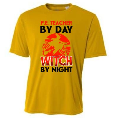 Teacher By Day Witch Night Design Halloween Pe Teacher Gift Cooling Performance Crew T-Shirt