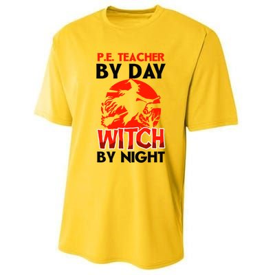 Teacher By Day Witch Night Design Halloween Pe Teacher Gift Performance Sprint T-Shirt