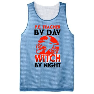 Teacher By Day Witch Night Design Halloween Pe Teacher Gift Mesh Reversible Basketball Jersey Tank