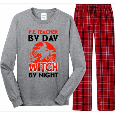 Teacher By Day Witch Night Design Halloween Pe Teacher Gift Long Sleeve Pajama Set