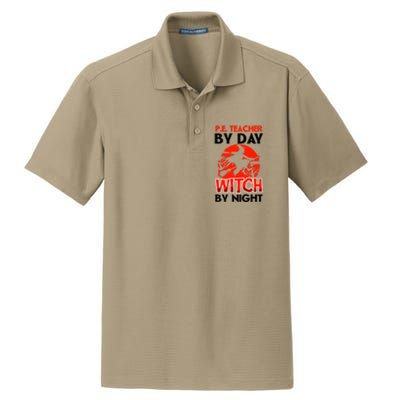 Teacher By Day Witch Night Design Halloween Pe Teacher Gift Dry Zone Grid Polo