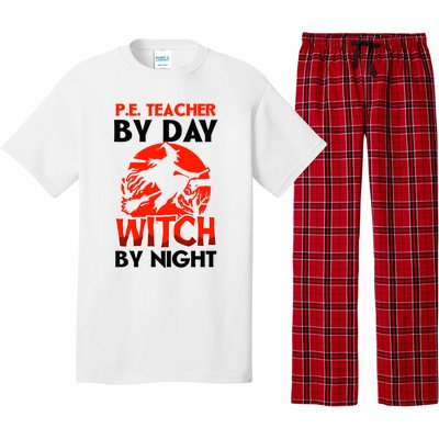 Teacher By Day Witch Night Design Halloween Pe Teacher Gift Pajama Set