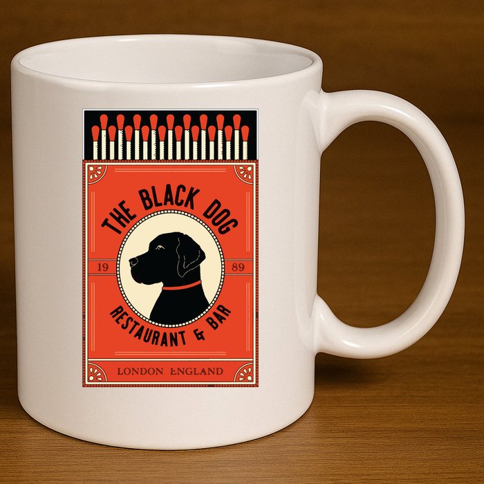 The Black Dog 11oz C Handle Ceramic Mug