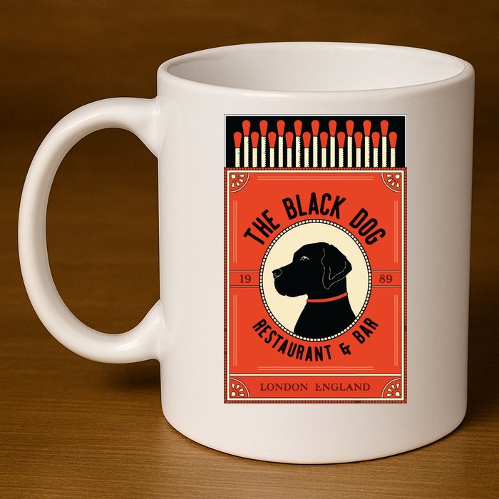 The Black Dog 11oz C Handle Ceramic Mug