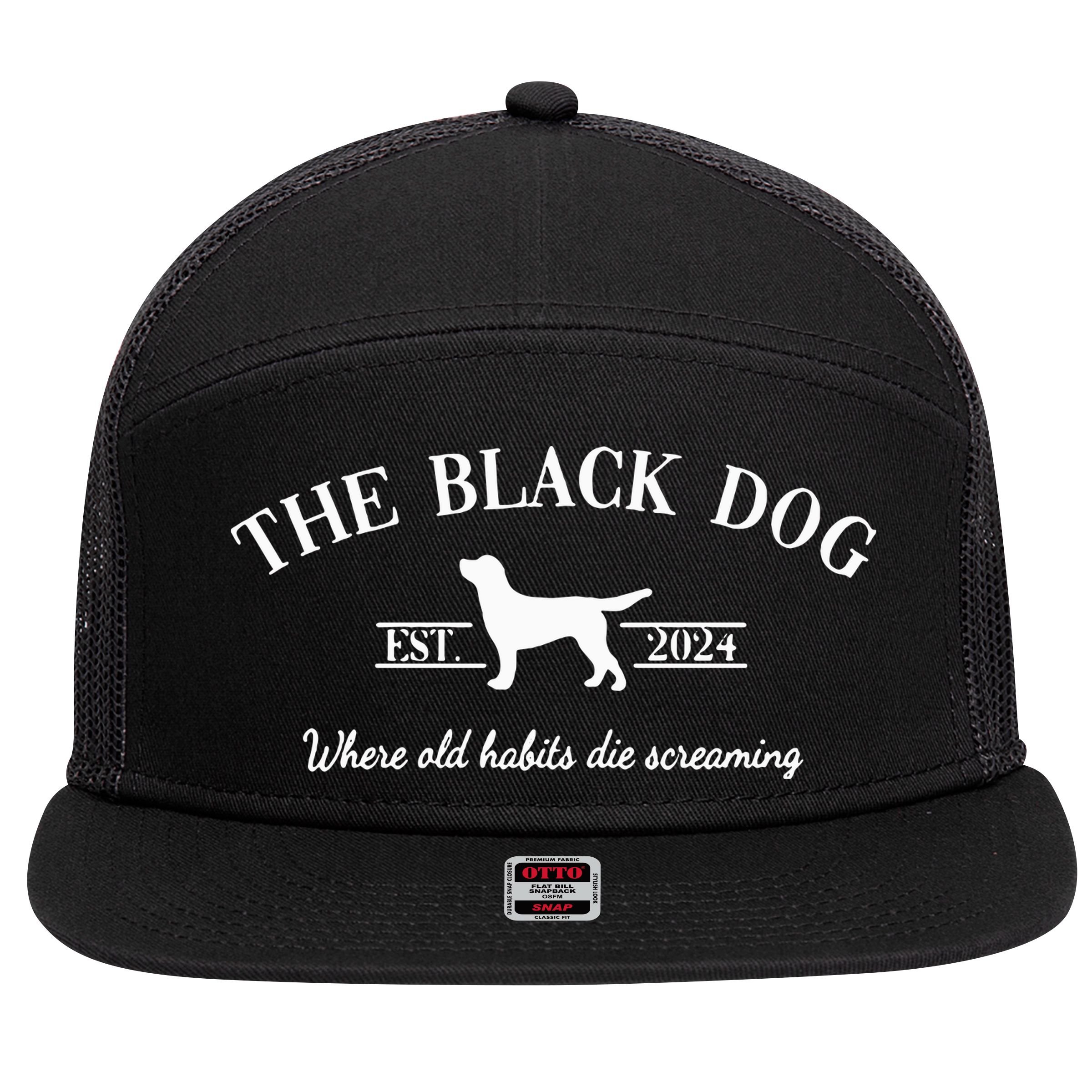 The Black Dog 7 Panel Mesh Trucker Snapback Hat