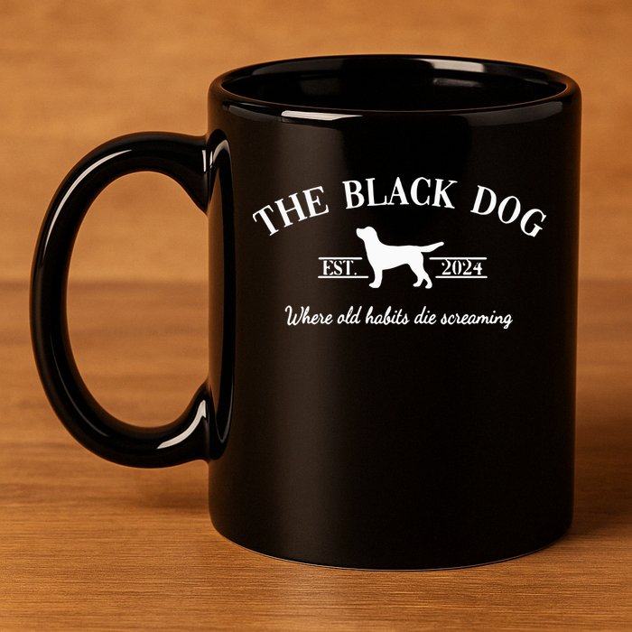 The Black Dog 11oz C Handle Ceramic Mug