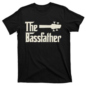 The Bassfather  Distressed Bass Player Dad Fathers Day  T-Shirt