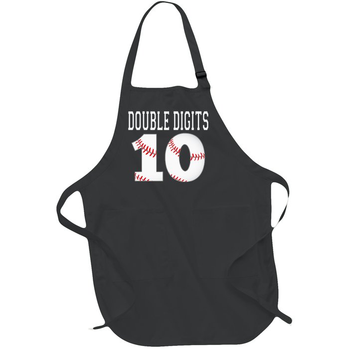 Ten Birthday Double Digits 10th Birthday Baseball Full-Length Apron With Pockets