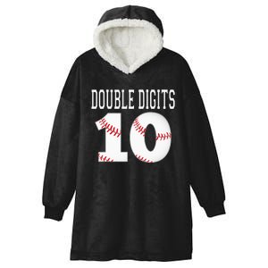 Ten Birthday Double Digits 10th Birthday Baseball Hooded Wearable Blanket