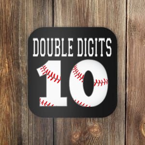 Ten Birthday Double Digits 10th Birthday Baseball Coaster