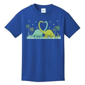 Two Brontosaurus Dinos Making A Heart Shape Valentine's Gift Kids T-Shirt