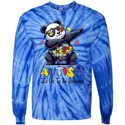 To Be Different Autism Awareness Dabbing Panda Animal Meaningful Gift Tie-Dye Long Sleeve Shirt