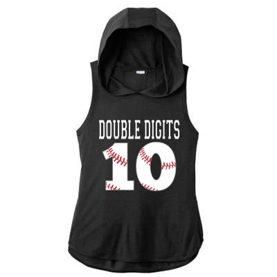 Ten Birthday Double Digits 10th Birthday Baseball Ladies PosiCharge Tri-Blend Wicking Draft Hoodie Tank