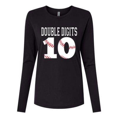 Ten Birthday Double Digits 10th Birthday Baseball Womens Cotton Relaxed Long Sleeve T-Shirt