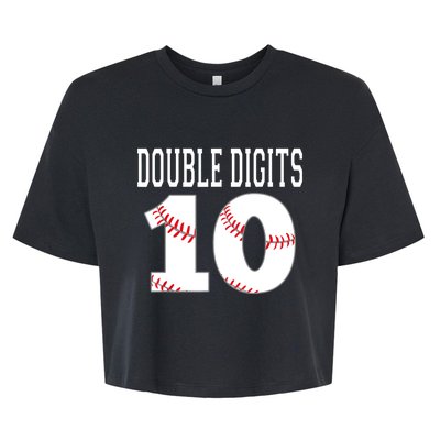 Ten Birthday Double Digits 10th Birthday Baseball Bella+Canvas Jersey Crop Tee