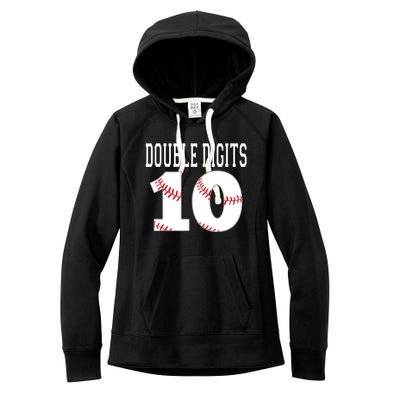 Ten Birthday Double Digits 10th Birthday Baseball Women's Fleece Hoodie