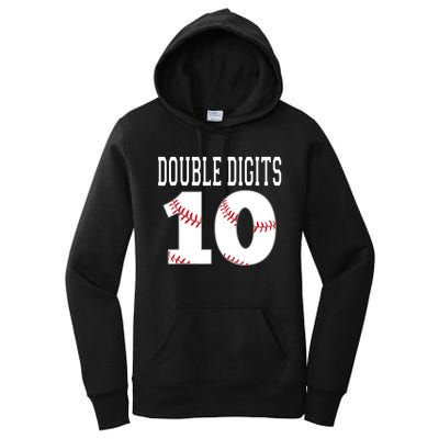 Ten Birthday Double Digits 10th Birthday Baseball Women's Pullover Hoodie