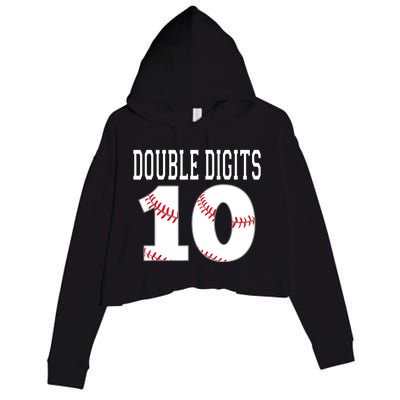 Ten Birthday Double Digits 10th Birthday Baseball Crop Fleece Hoodie