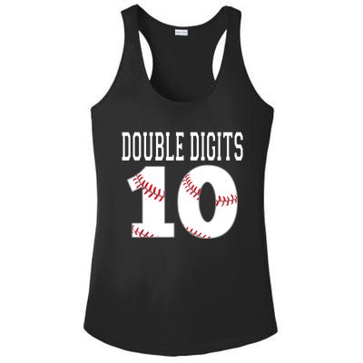 Ten Birthday Double Digits 10th Birthday Baseball Ladies PosiCharge Competitor Racerback Tank