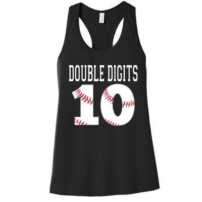 Ten Birthday Double Digits 10th Birthday Baseball Women's Racerback Tank