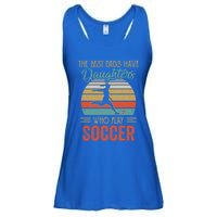 The Best Dads Have Daughters Play Soccer Fathers Day Vintage Gift Ladies Essential Flowy Tank