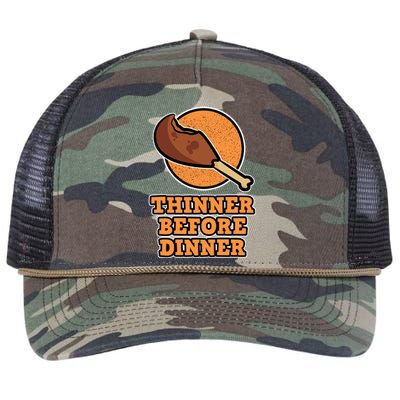 Thinner Before Dinner For Family Thanksgiving Gift Retro Rope Trucker Hat Cap