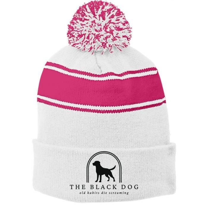 The Black Dog Stripe Pom Pom Beanie