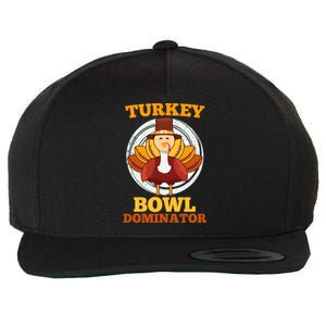 Turkey Bowl Dominator Thanksgiving Turkey Football Funny Gift Wool Snapback Cap